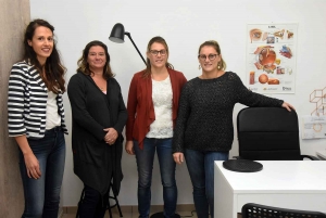 Manon Ruel (psychologue), Florence Florysiack (réflexologue), Caroline Pabiou (orthophoniste) et Salomé Méalier (orthoptiste)