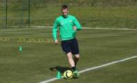 Robert Beric à l&#039;entraînement mardi à l&#039;Etrat. Photo Twitter ASSE