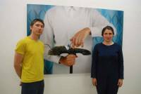 Gaël Romier et Cécile Hesse, un duo d'artistes de l'exposition collective "La Rose bleue".||