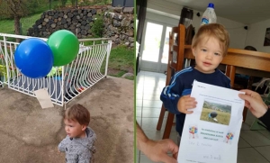 Yssingeaux : pour les 2 ans confinés de leur fils, des ballons dans le ciel... et une réponse