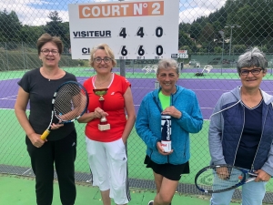 Marie-Reine Moirod et Évelyne Colombet (Saint-Didier) remportent la finale du tournoi de doubles dames face à Dany Agut et Anne-Marie Sareni (Bas-en-Basset).