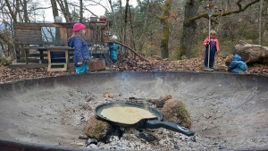 Galette au feu de bois pour la collation du matin