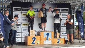 Justin Dufour sur le podium de la Coupe de France enduro series VTT