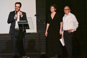 Mathieu Freyssenet Peyrard, adjoint à la culture, Auriane Faure, directrice des affaires culturelles, et Thierry Odonne, co-président de la MJC