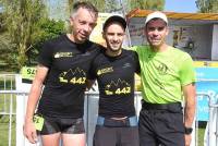 Le podium des 14 km : Stéphane Aubert (2e), Jérémy Combe (3e) et Tony Daurelle (1er)