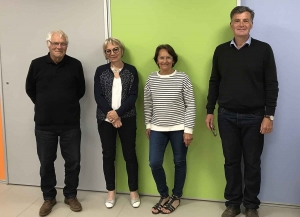 Michel Bertholon (1er adjoint), Marie-Hélène Fayard (2e adjointe), Françoise Palandre (3e adjoint) et Gilles Cibert (maire).