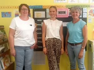 Géraldine Viala, Evelyne Defour, Lilou Grandcourt, Evelyne Defour Crédit école privée de Dunières