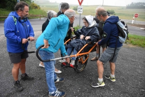 Trois joëlettes sur la voie verte entre Yssingeaux et Raucoules