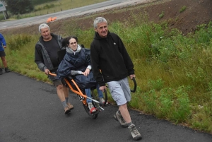 Trois joëlettes sur la voie verte entre Yssingeaux et Raucoules