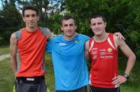 Le podium du 14 km : Simon Flandin (2e), David Lasherme (1er) et Tanguy Savel (3e).