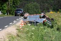 Une voiture se retrouve sur le toit dans un fossé entre Yssingeaux et Montfaucon